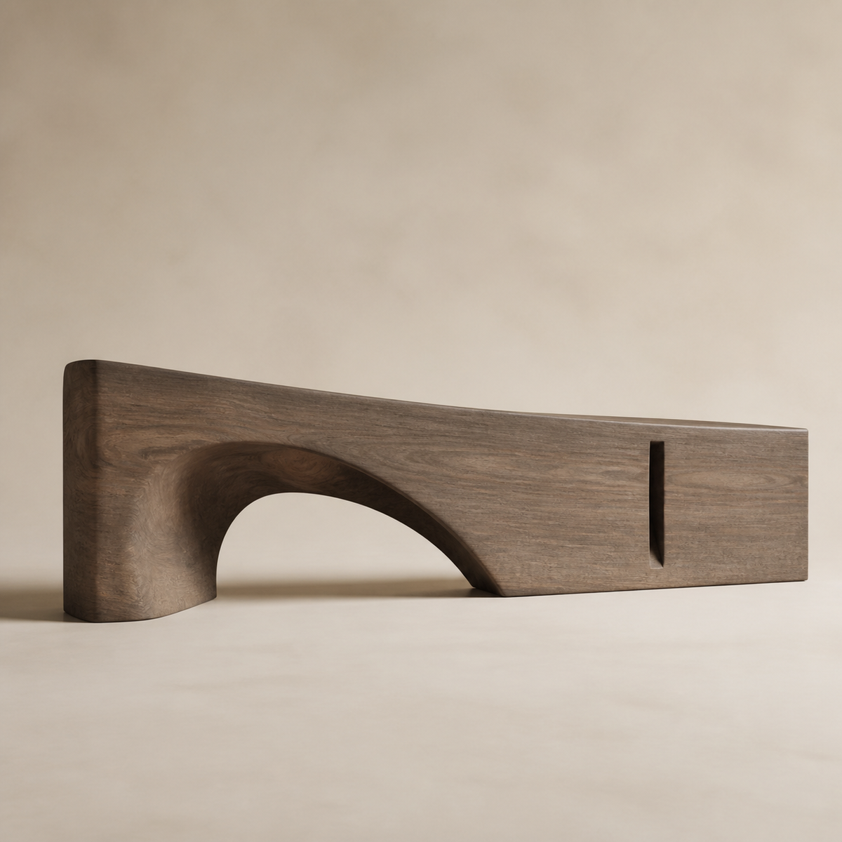 Tidal Span No. 01, teak wood console sculpture — product view