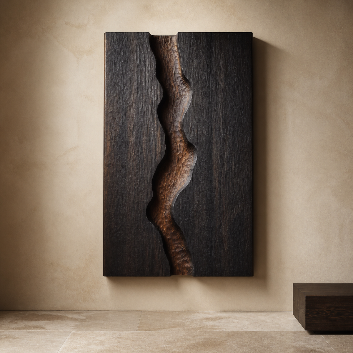 Rift Field No. 01, carved teak wood wall art — product view