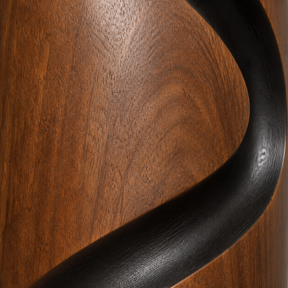 Spiral Rift Monolith — Teak Floor Sculpture