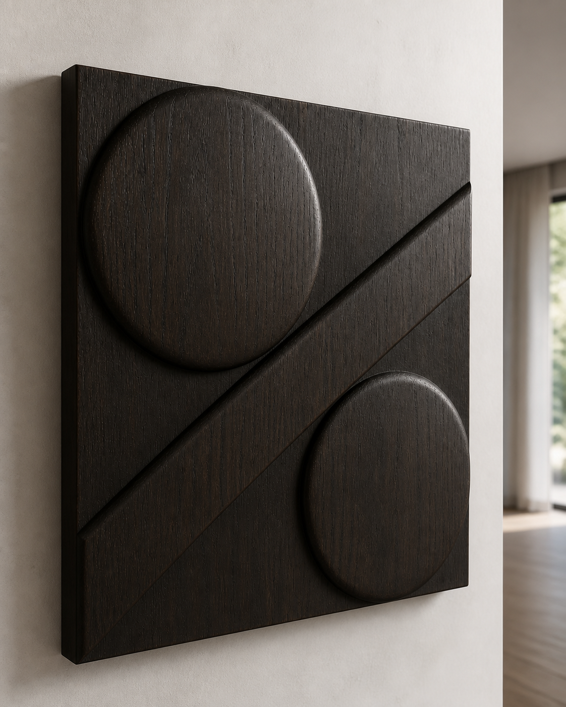 Eclipse Cut Relief — Carved Teak Wall Art