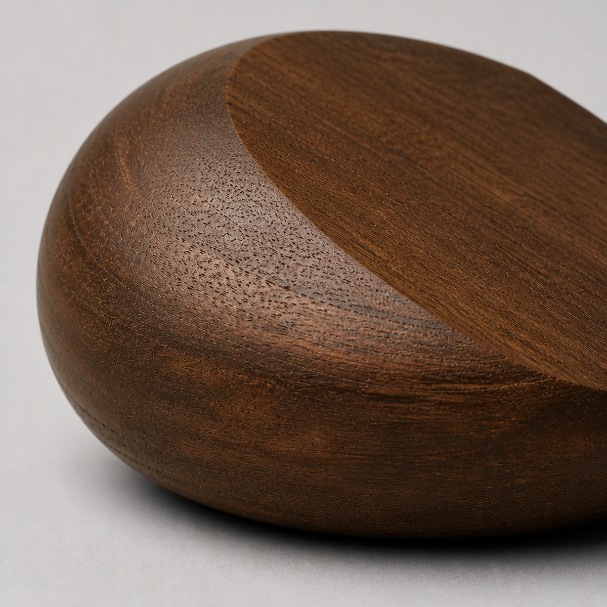 Oblique Stone — Teak Tabletop Sculpture