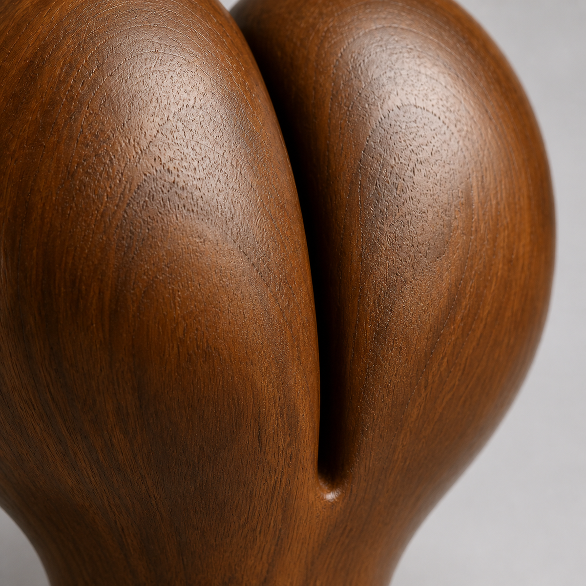Split Bloom — Abstract Teak Sculpture
