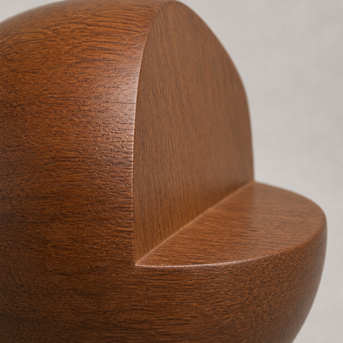 Notched Orb — Teak Tabletop Sculpture