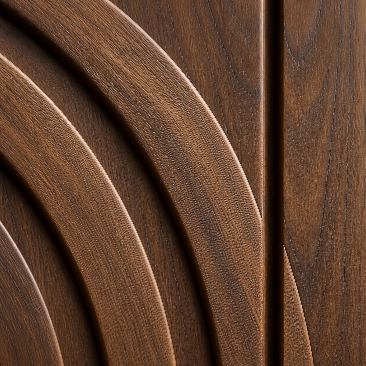 Solar Rift Relief, carved teak wood wall art — wood grain and carved detail