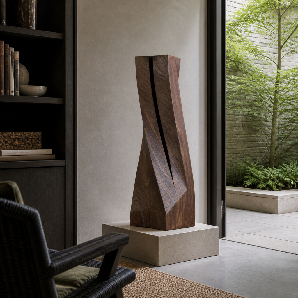 Torque Study — Abstract Teak Sculpture