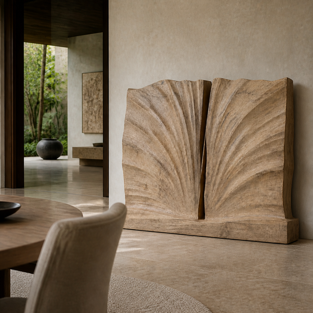 Axial Field — Carved Teak Wall Art