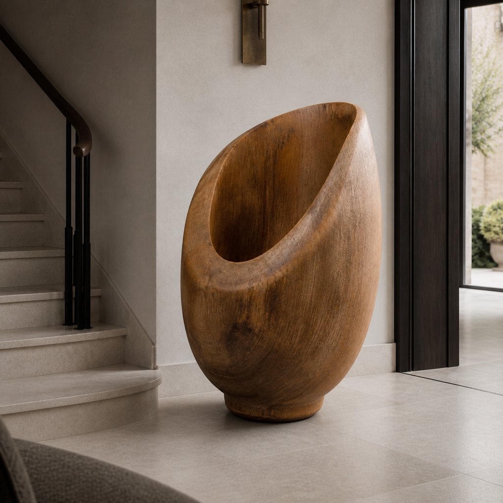 Lumen Plinth — Abstract Teak Sculpture
