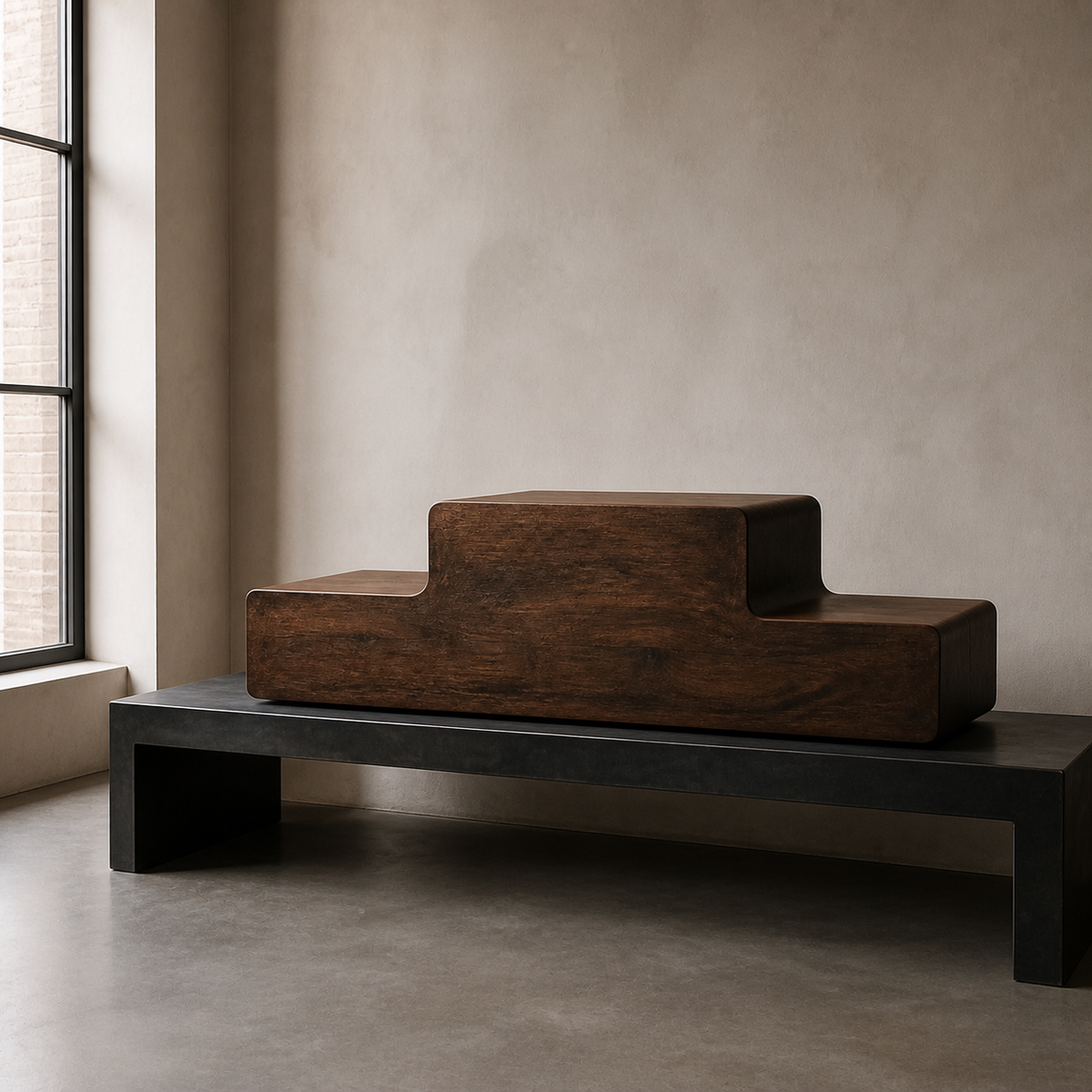 Folded Horizon Console — Teak Console Sculpture