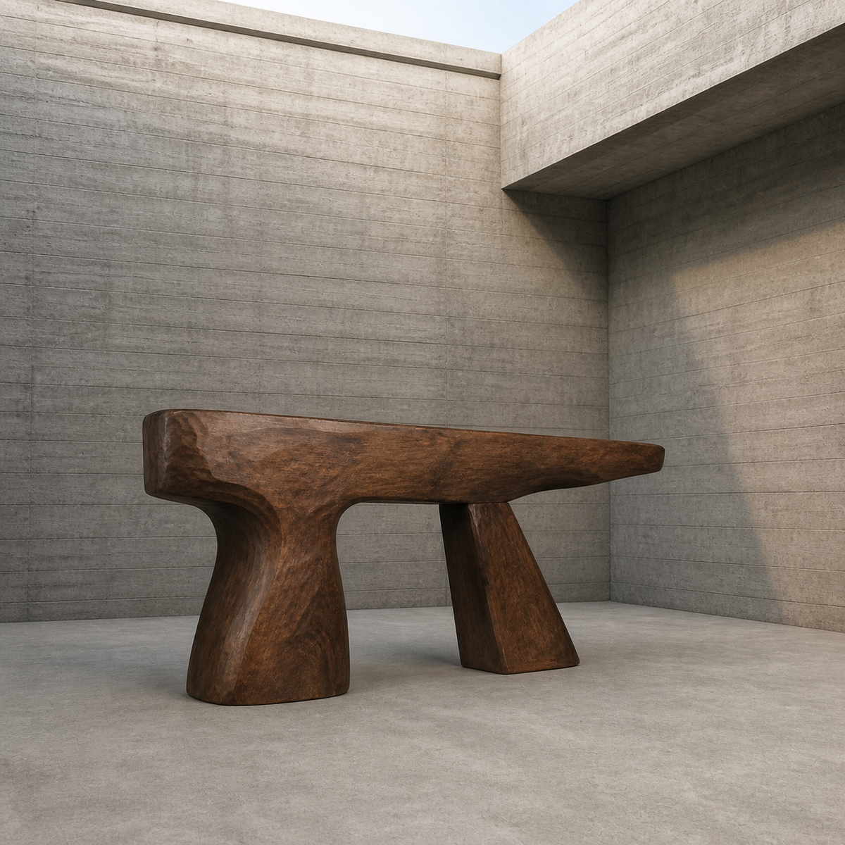 Cantilever Pair — Teak Console Sculpture
