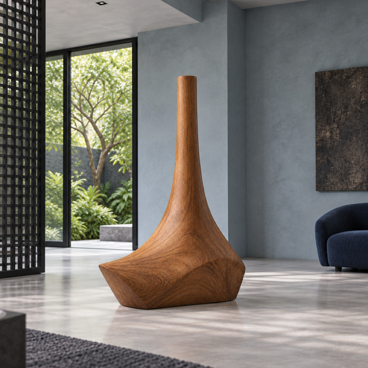 Tapered Anchorage — Teak Floor Sculpture