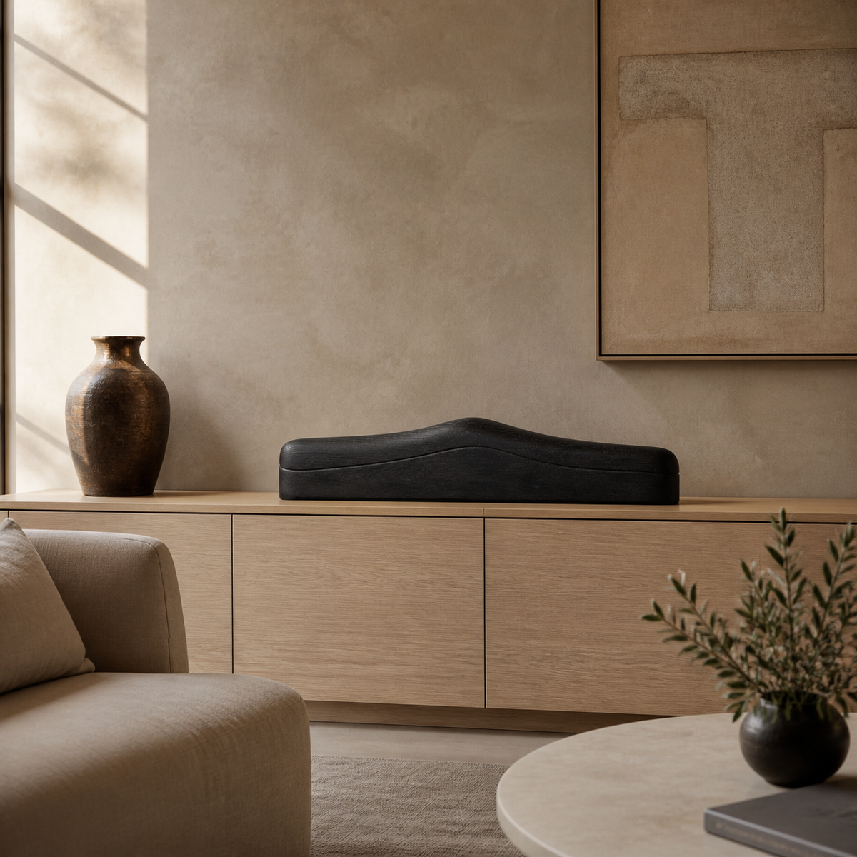 Low Tension — Teak Console Sculpture