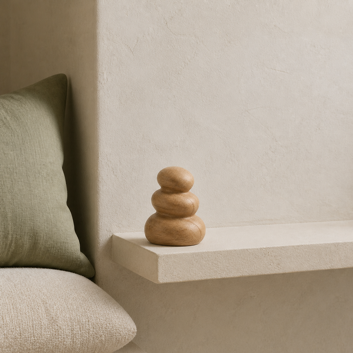 Palm Cairn — Teak Tabletop Sculpture