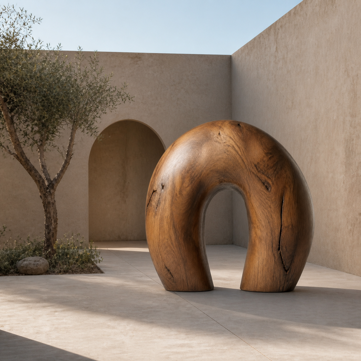 Hollow Crest — Teak Floor Sculpture