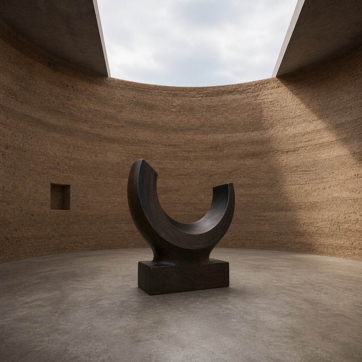 Lunar Yoke — Abstract Teak Sculpture
