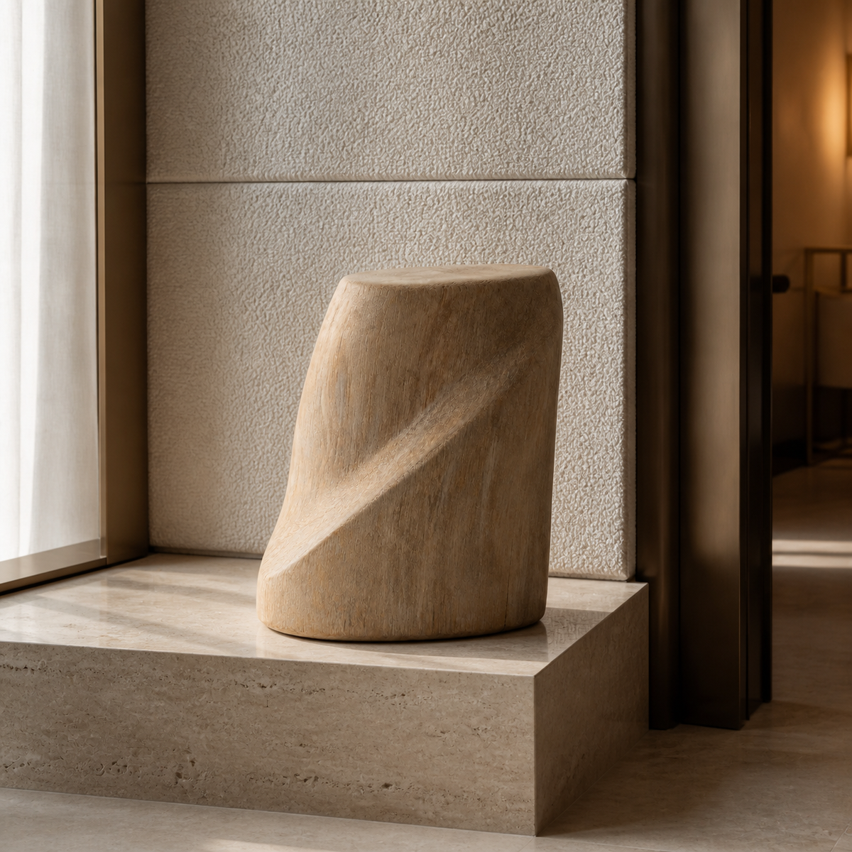 Balance Fold — Abstract Teak Sculpture