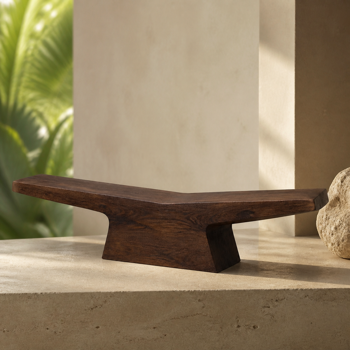 Pivot Lintel — Teak Console Sculpture