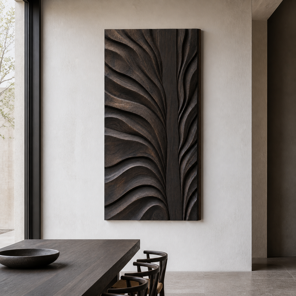 Confluence Relief — Carved Teak Wall Art