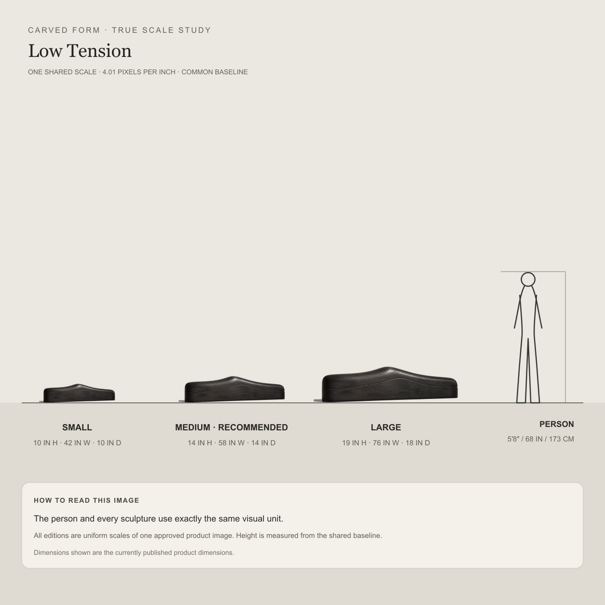 Low Tension, teak wood console sculpture — size and scale study