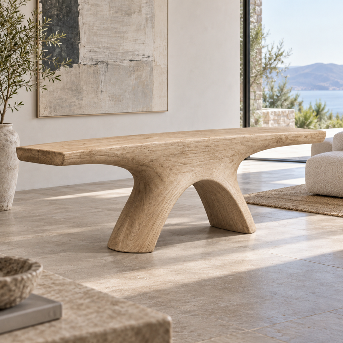 Inverted Span, teak wood floor sculpture — interior view